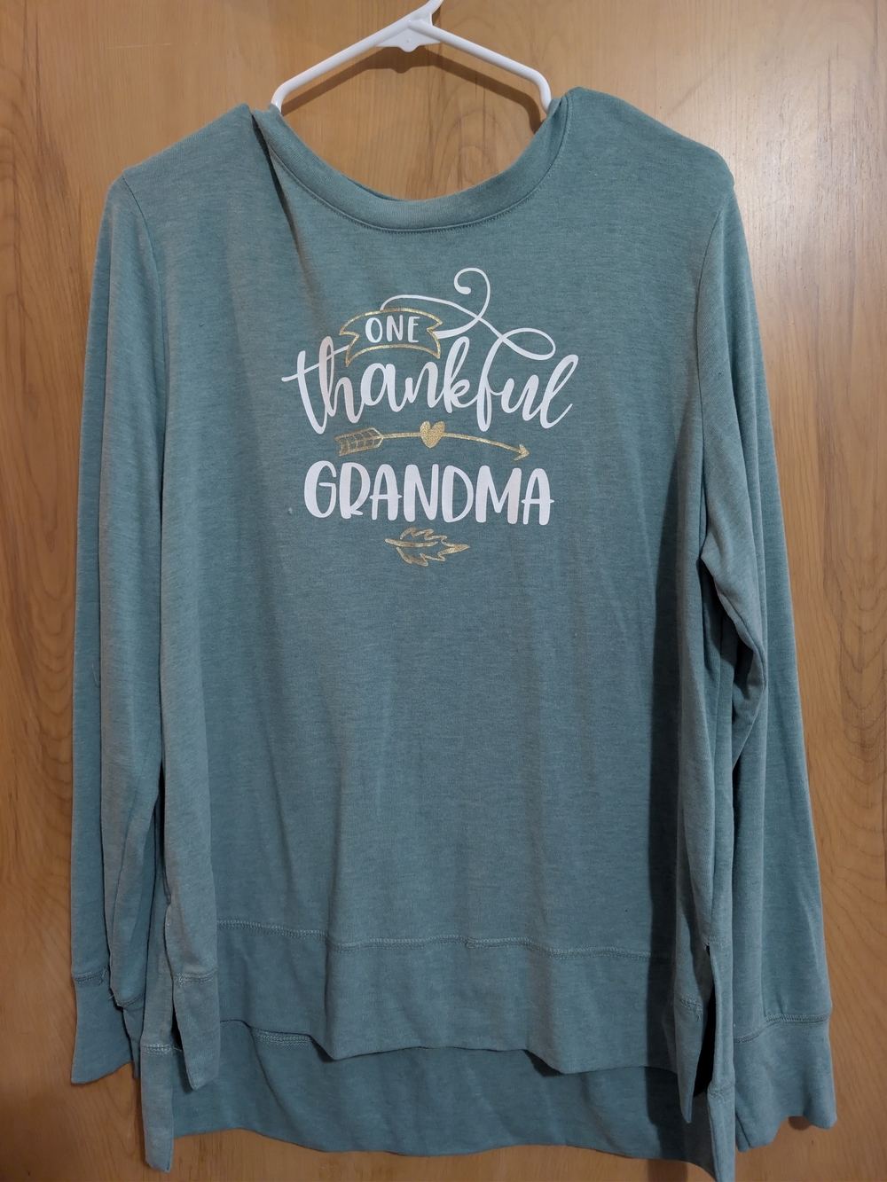One Thankful Grandma Long-Sleeve Tee - Teal Green
